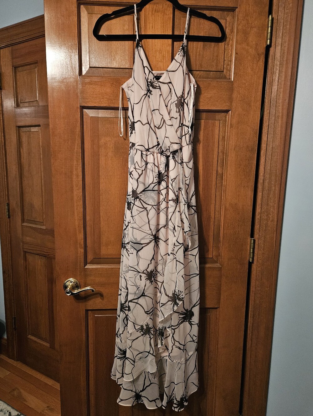 Banana Republic Factory Blush Maxi Dress with Black Floral Print